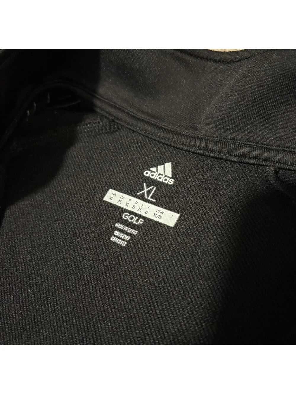 Adidas Golf Mens XL 1/4 Zip Pullover Black Jumper Sweatshirt Top 3 Stripe Sport